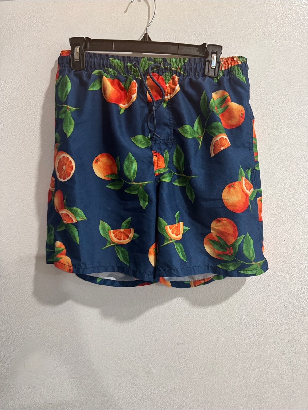 Old Navy Navy Blue Swim Trunks with Orange Citrus Print
